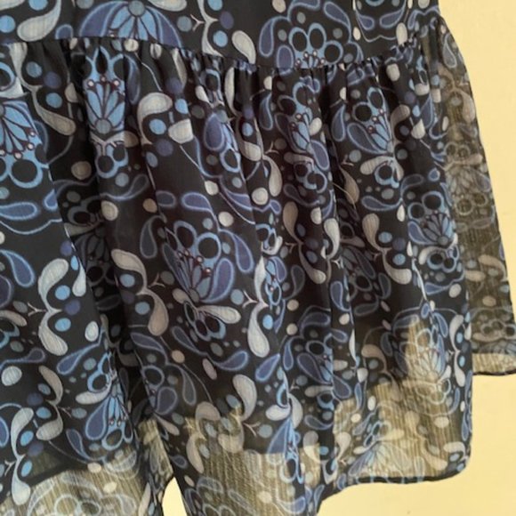 ANNA SUI For UNIQLO Blk/Ivory Chiffon Half Sleeve Boho Dress - M - Picture 4 of 7